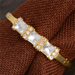 Rose Gold plated with white crystals wrist band shape bracelet 